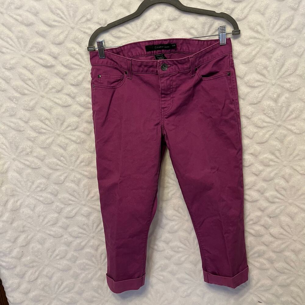 Calvin Klein purple cuffed capri cuffed denim pants size 10 preowned excellent
